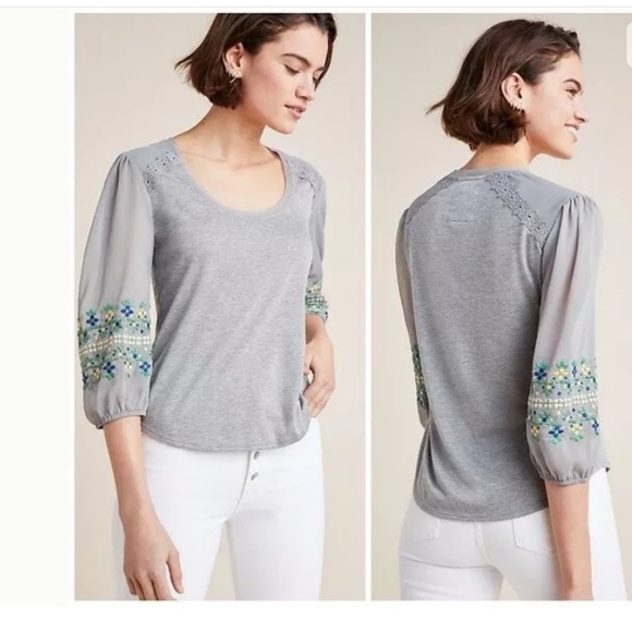 Anthropologie Tops - Anthropologie New Tiny Julia Embroidered Sheer S.